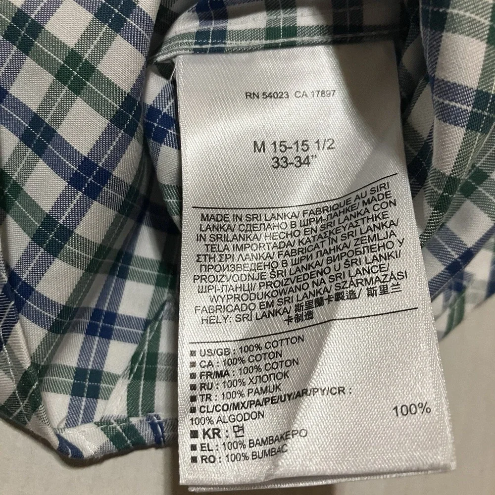 Banana Republic Plaid Check dress shirt non iron slim Mens Size Medium 15 Casual